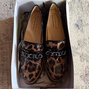 Alex Marie Black and Brown Leopard Loafers